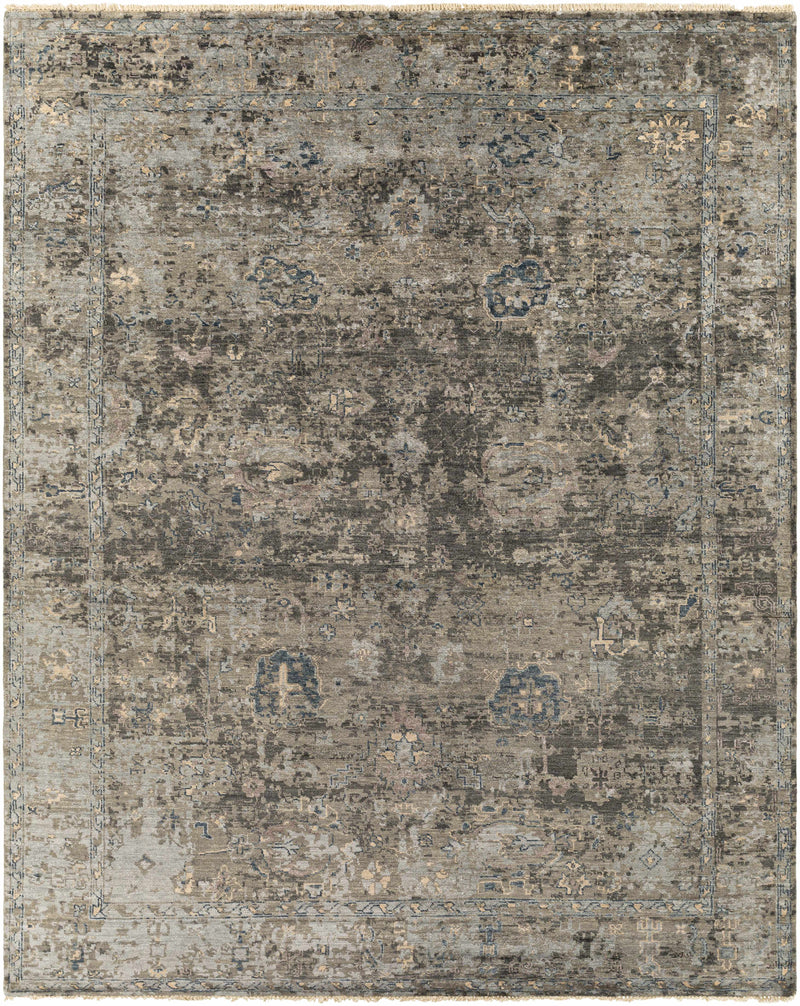 Medium Gray Hand Knotted 100% Viscose Traditional Rectangle Handmade rug, Indoor use only, has fringe, non-washable. runner also available