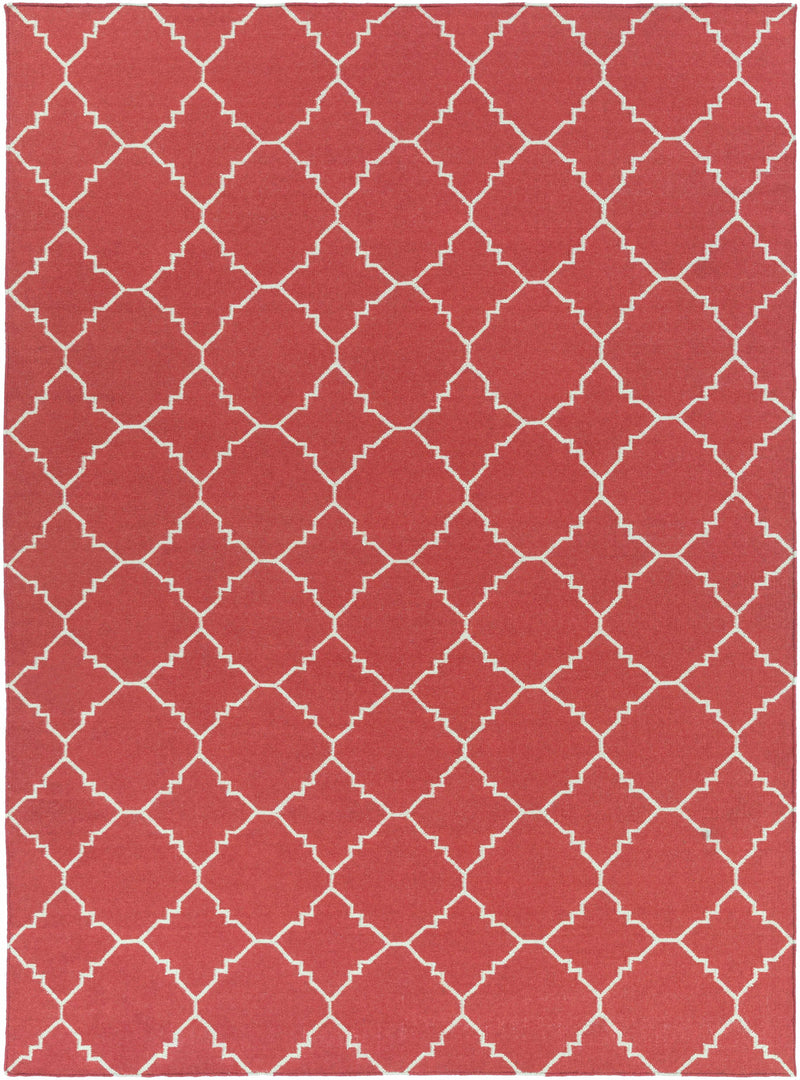 Red Hand Woven 100% Wool Modern Rectangle Handmade rug, Indoor use only, no fringe, non-washable. runner also available