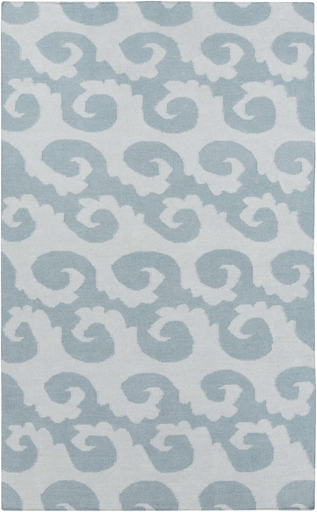 Sky Blue Hand Woven 100% Wool Modern Rectangle Handmade rug, Indoor use only, no fringe, non-washable.