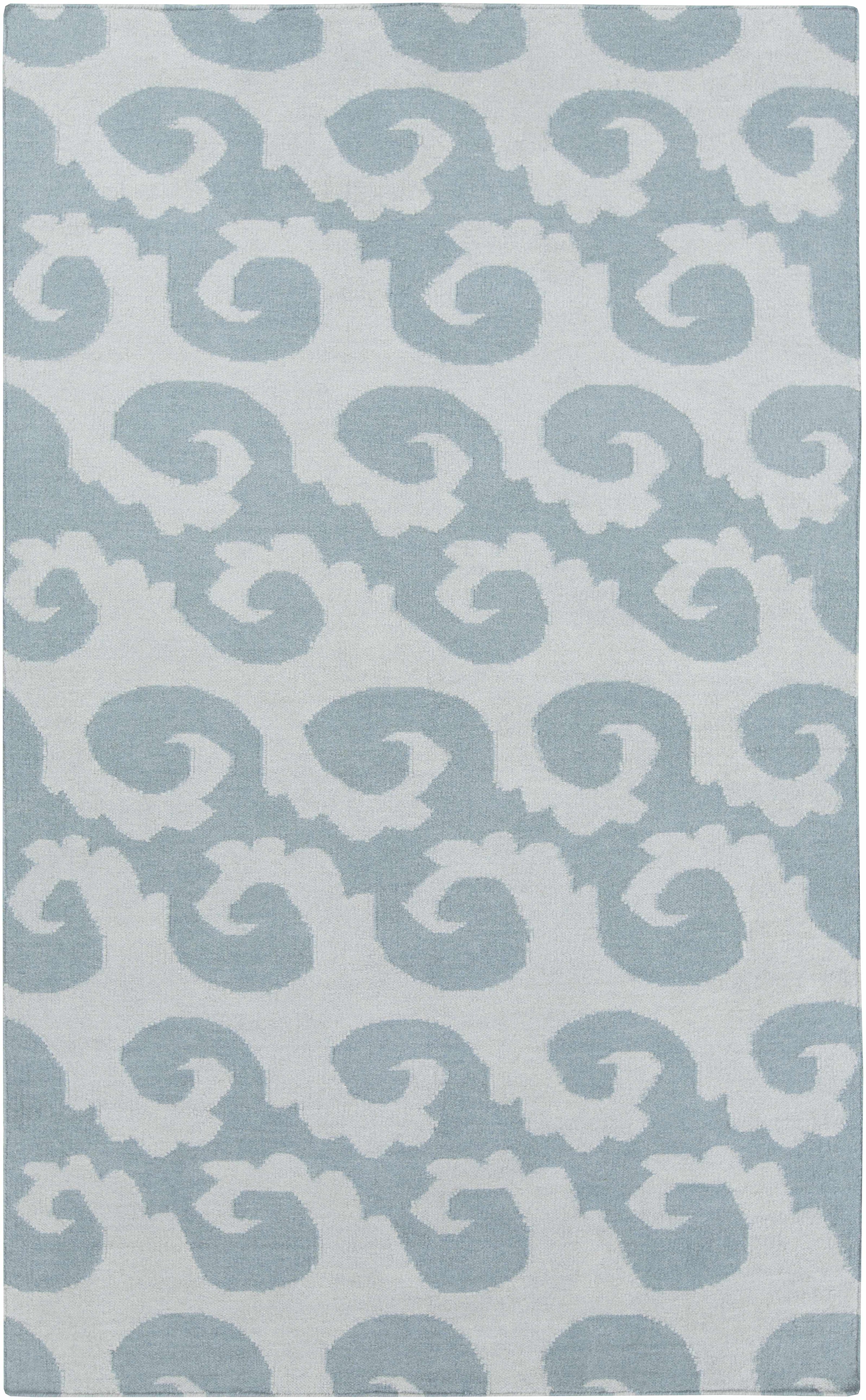 Sky Blue Hand Woven 100% Wool Modern Rectangle Handmade rug, Indoor use only, no fringe, non-washable.