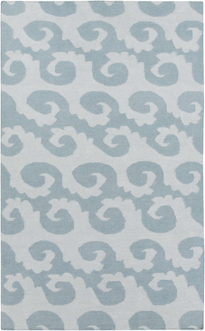 Sky Blue Hand Woven 100% Wool Modern Rectangle Handmade rug, Indoor use only, no fringe, non-washable.