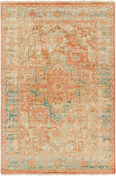 Rust Hand Knotted 70% Wool, 30% Viscose Traditional Rectangle Handmade rug, Indoor use only, has fringe, non-washable.