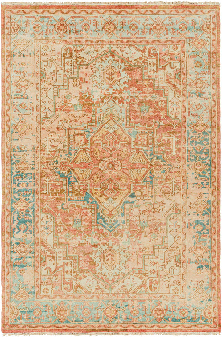 Rust Hand Knotted 70% Wool, 30% Viscose Traditional Rectangle Handmade rug, Indoor use only, has fringe, non-washable.
