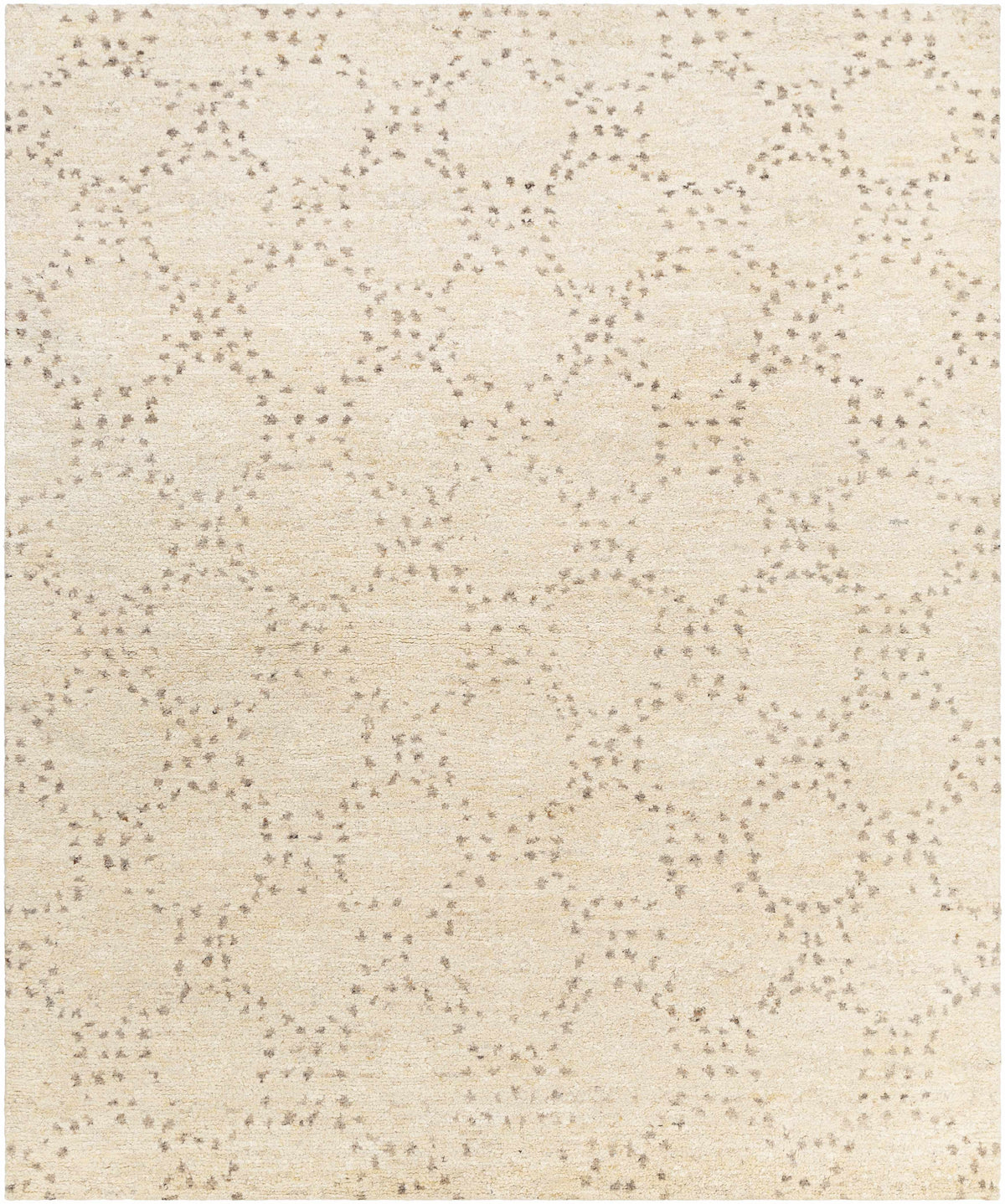Cream Hand Knotted 90% Wool, 10% Polyester Modern Rectangle Handmade rug, Indoor use only, no fringe, non-washable.