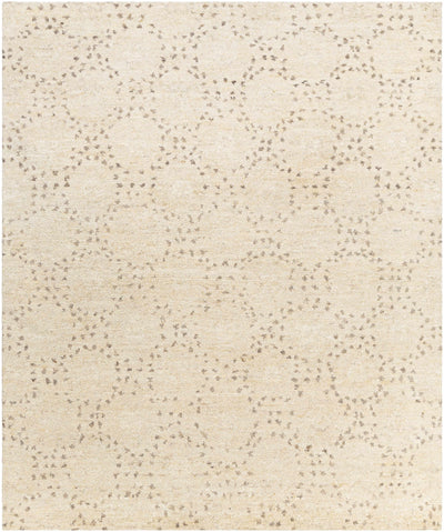 Cream Hand Knotted 90% Wool, 10% Polyester Modern Rectangle Handmade rug, Indoor use only, no fringe, non-washable.