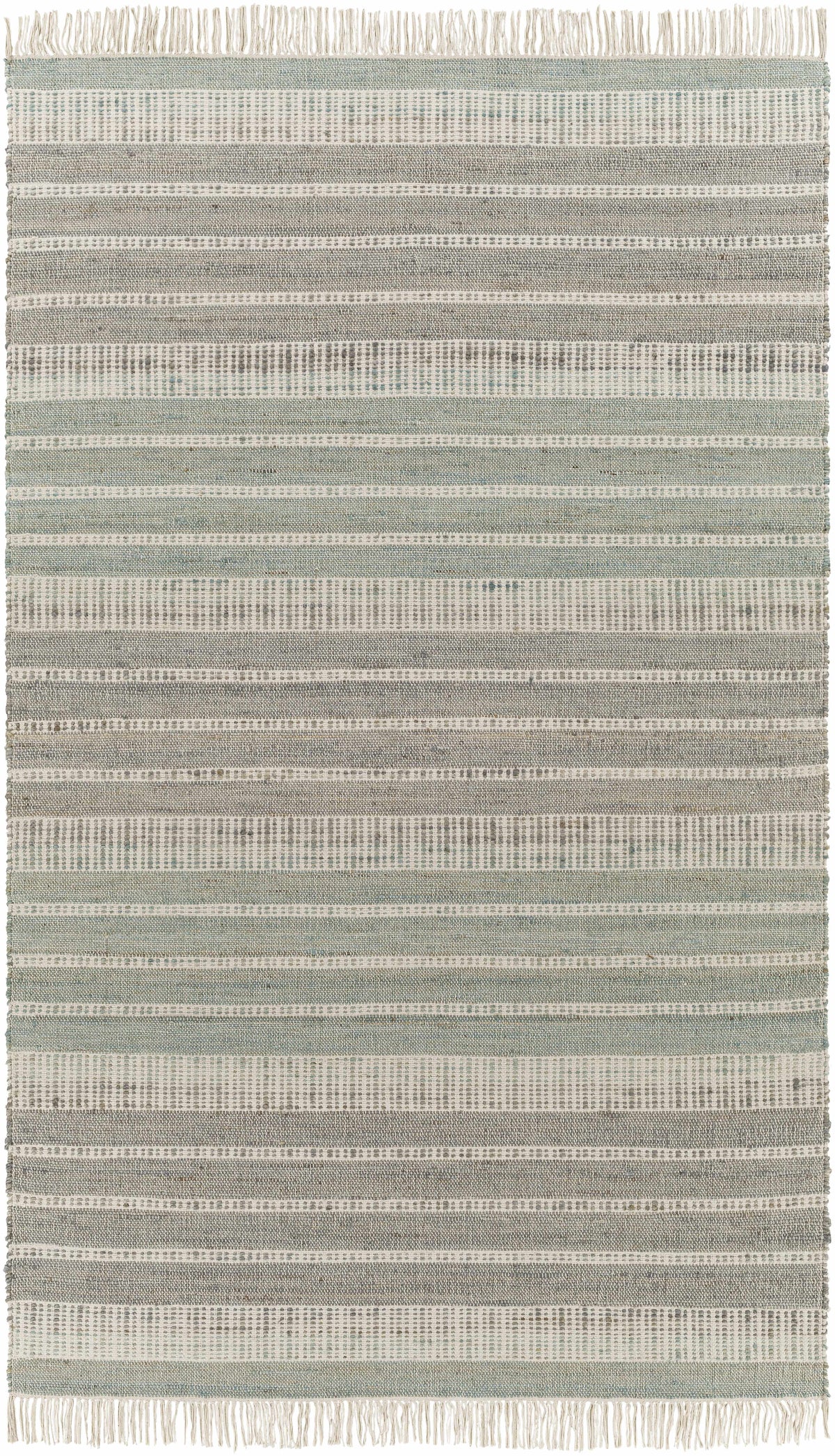 Gray Hand Woven 60% Jute, 40% Cotton Cottage Rectangle Handmade rug, Indoor use only, has fringe, non-washable. runner also available