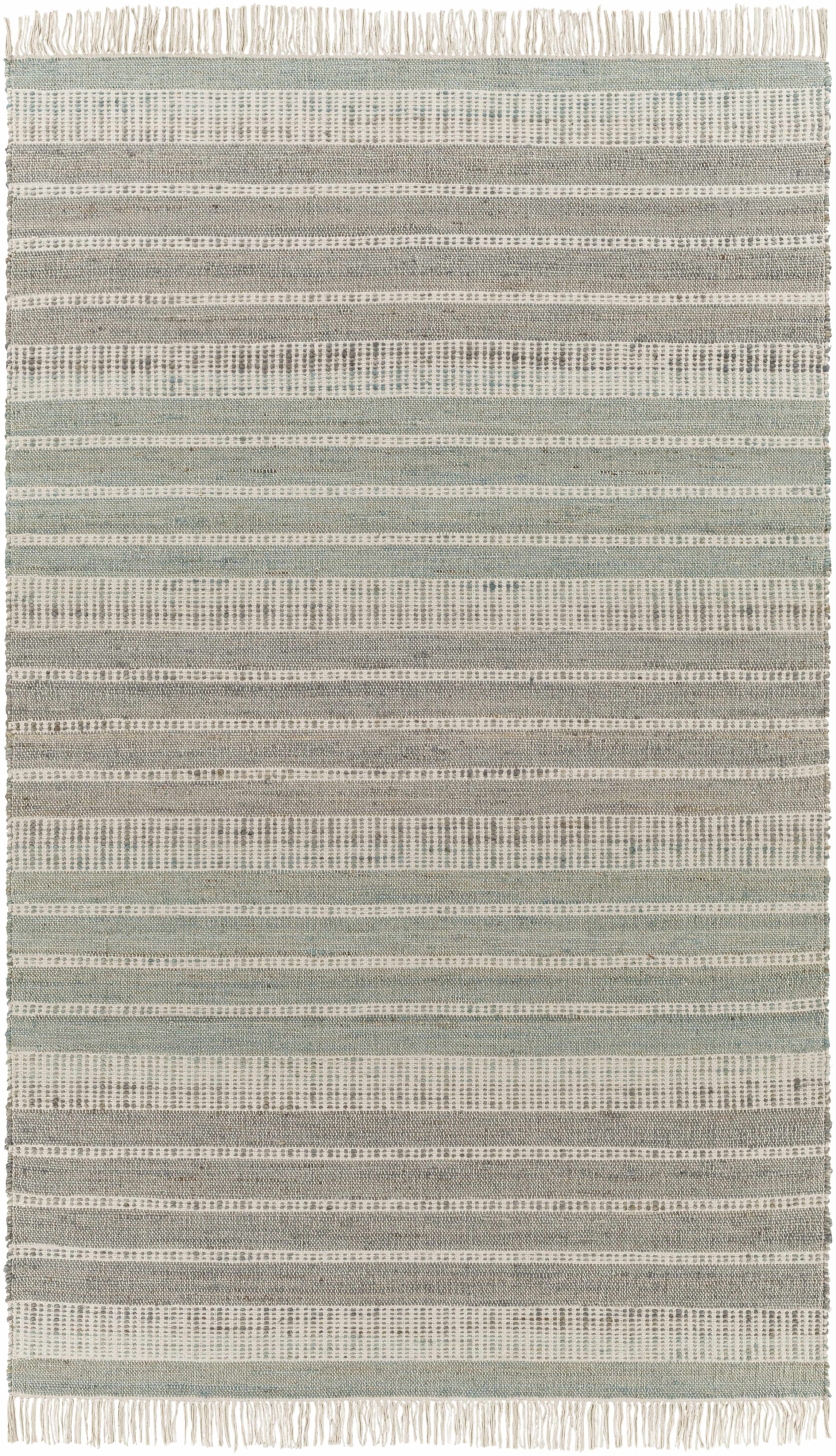 Gray Hand Woven 60% Jute, 40% Cotton Cottage Rectangle Handmade rug, Indoor use only, has fringe, non-washable. runner also available