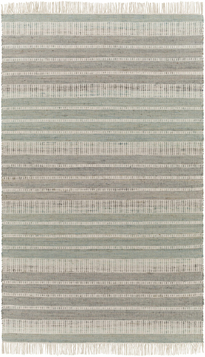 Gray Hand Woven 60% Jute, 40% Cotton Cottage Rectangle Handmade rug, Indoor use only, has fringe, non-washable. runner also available