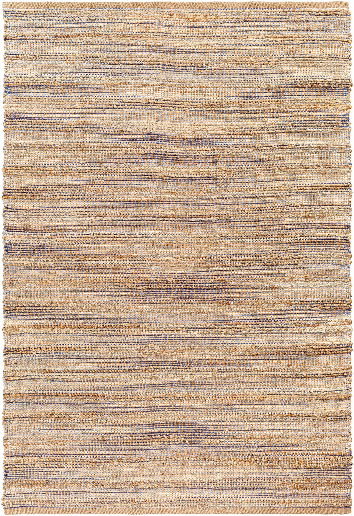 Blue Hand Woven 70% Jute, 30% Cotton Cottage Rectangle Handmade rug, Indoor use only, no fringe, non-washable. runner also available