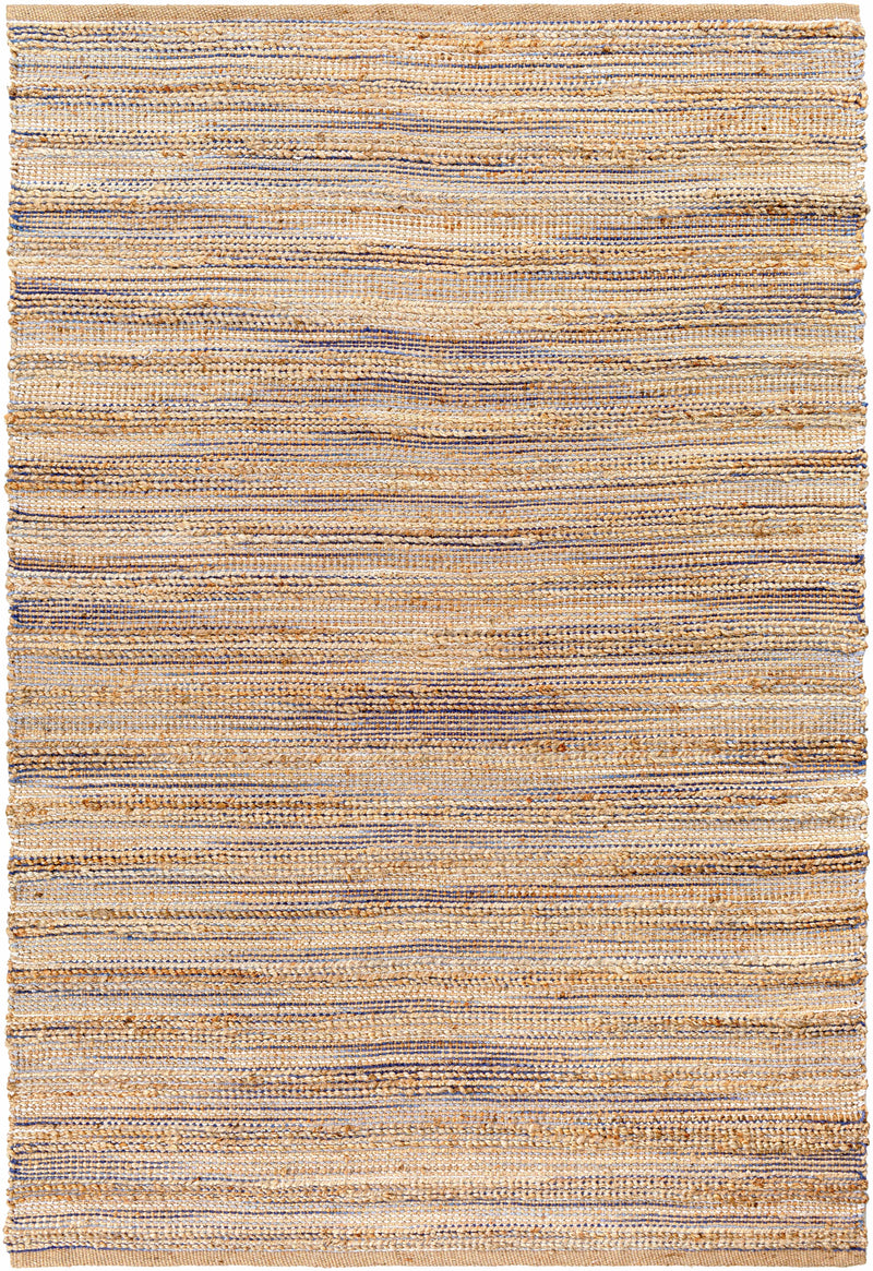 Blue Hand Woven 70% Jute, 30% Cotton Cottage Rectangle Handmade rug, Indoor use only, no fringe, non-washable. runner also available