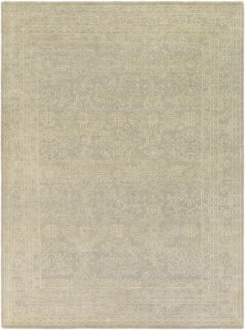 Beige Hand Knotted 100% Wool Traditional Rectangle Handmade rug, Indoor use only, no fringe, non-washable.