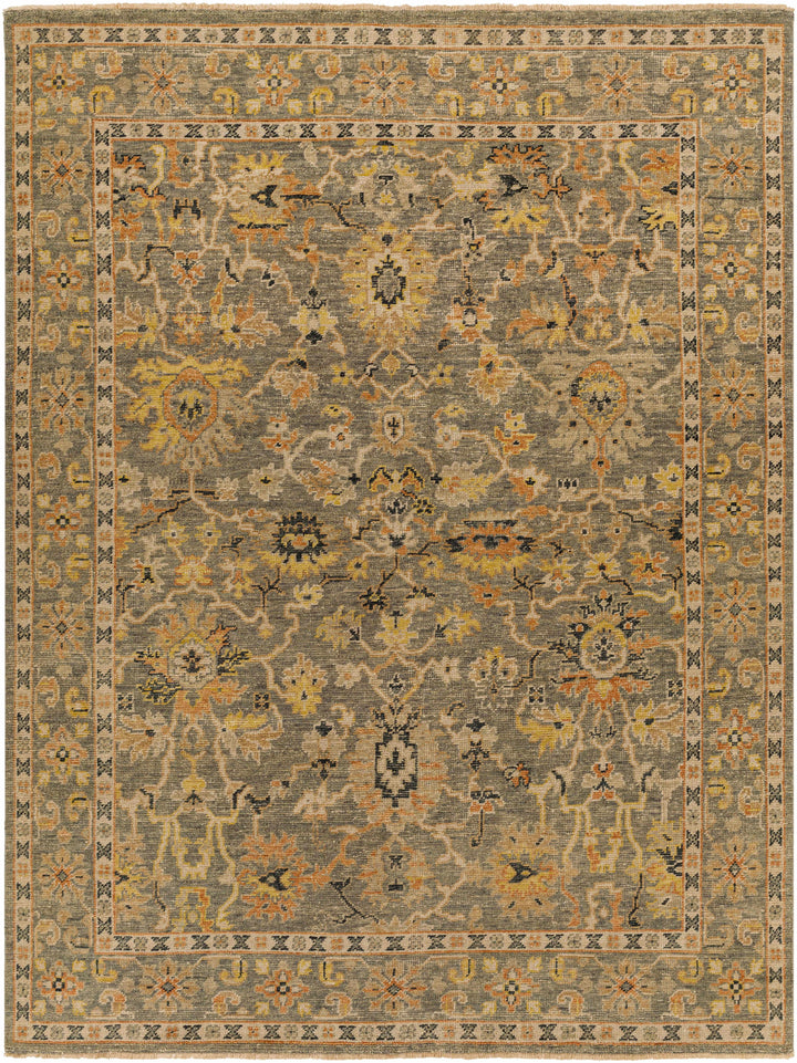 Light Brown Hand Knotted 100% Wool Traditional Rectangle Handmade rug, Indoor use only, has fringe, non-washable.