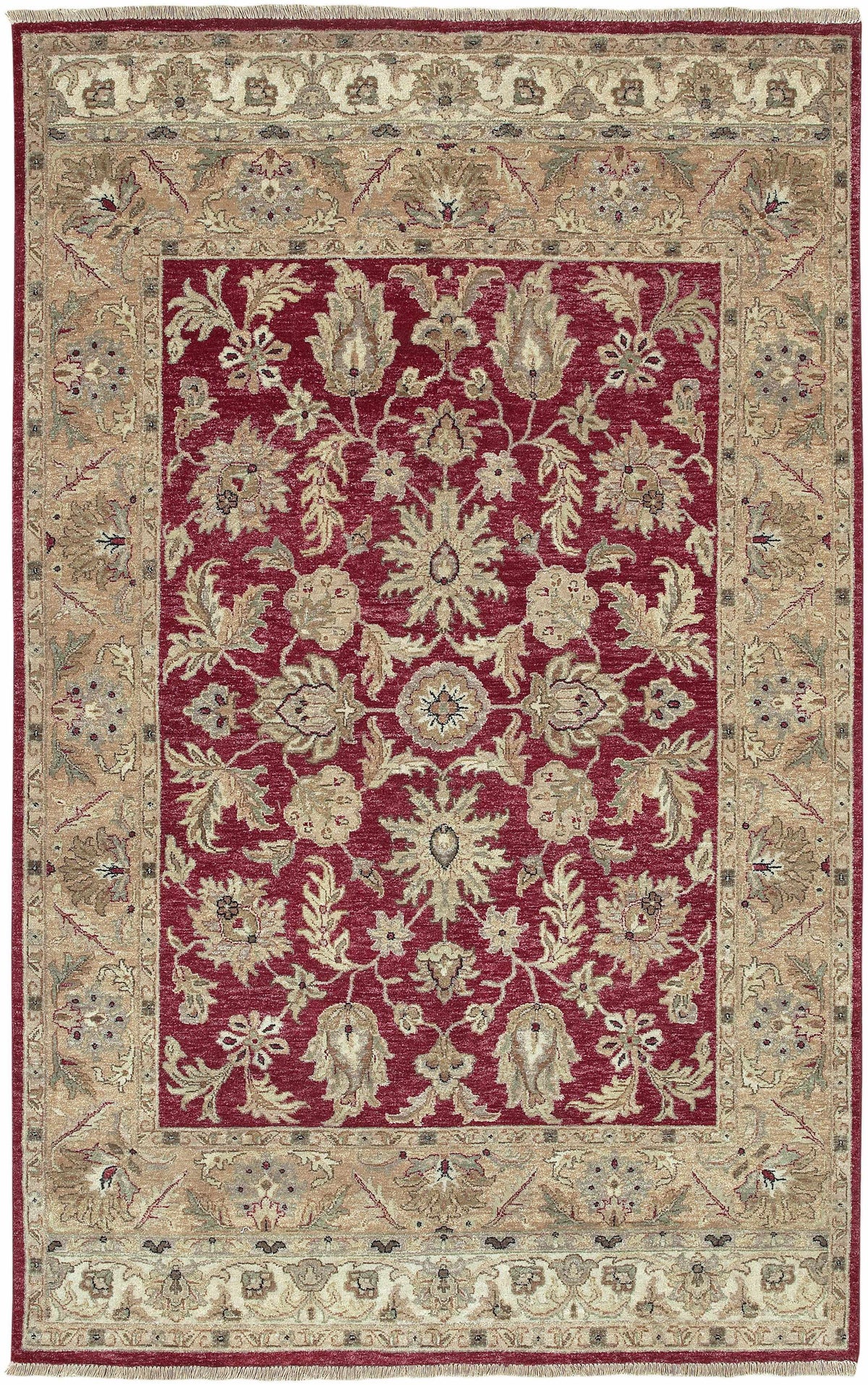 Red Hand Knotted 100% NZ Wool Traditional Rectangle Handmade rug, Indoor use only, no fringe, non-washable.