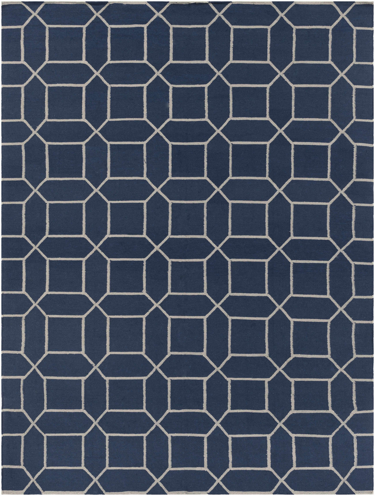 Navy Hand Woven 100% Recycled PET Yarn Modern Rectangle Handmade rug, Indoor use only, no fringe, non-washable.