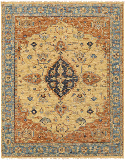 Rust Hand Knotted 100% NZ Wool Traditional Rectangle Handmade rug, Indoor use only, has fringe, non-washable.