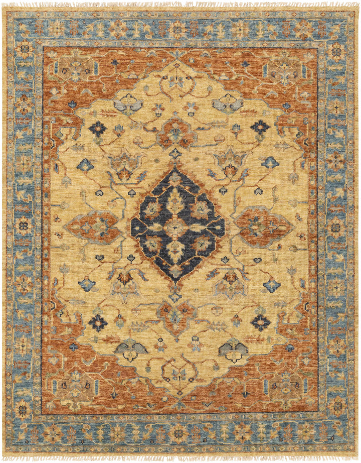 Rust Hand Knotted 100% NZ Wool Traditional Rectangle Handmade rug, Indoor use only, has fringe, non-washable.