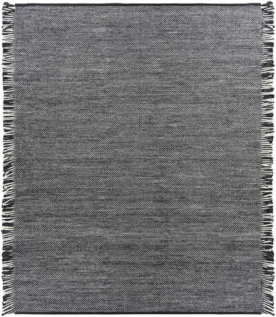 Black Hand Woven 100% Recycled PET Yarn Modern Rectangle Handmade rug, Indoor use only, has fringe, non-washable. runner also available