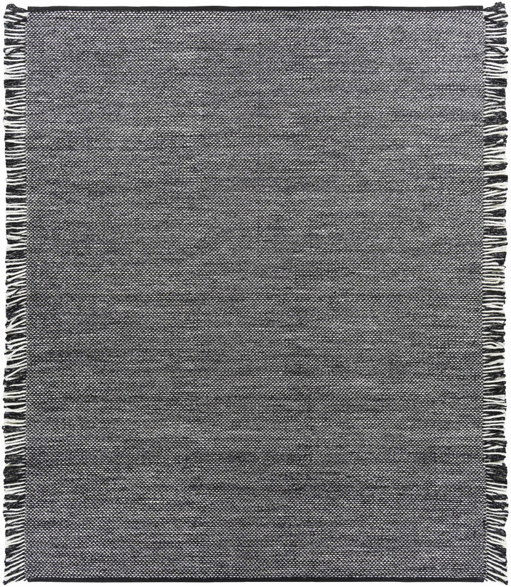 Black Hand Woven 100% Recycled PET Yarn Modern Rectangle Handmade rug, Indoor use only, has fringe, non-washable. runner also available