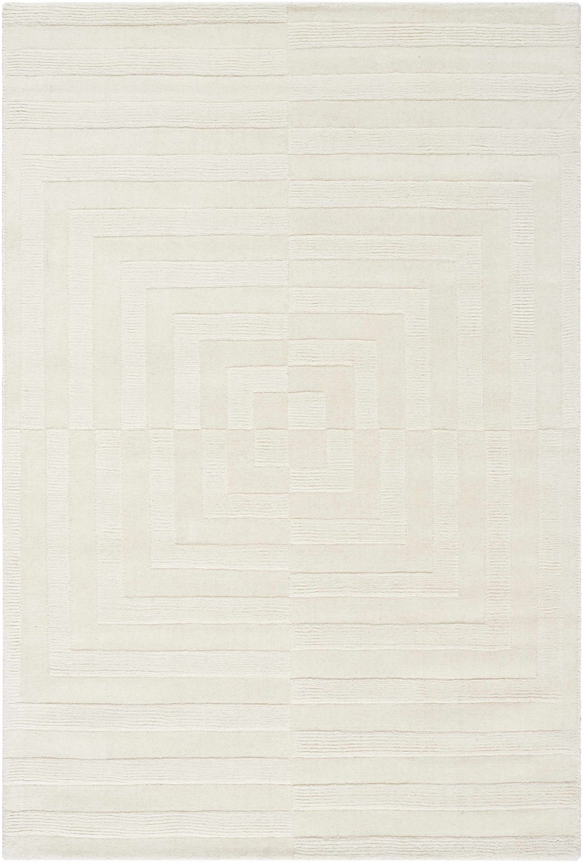 Ivory Hand Loomed 100% Wool Modern Rectangle Handmade rug, Indoor use only, no fringe, non-washable.