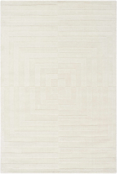 Ivory Hand Loomed 100% Wool Modern Rectangle Handmade rug, Indoor use only, no fringe, non-washable.