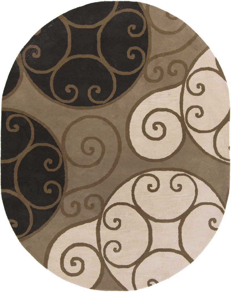 Beige Hand Tufted 100% Wool Modern Oval Handmade rug, Indoor use only, no fringe, non-washable. rectangle, round, square also available