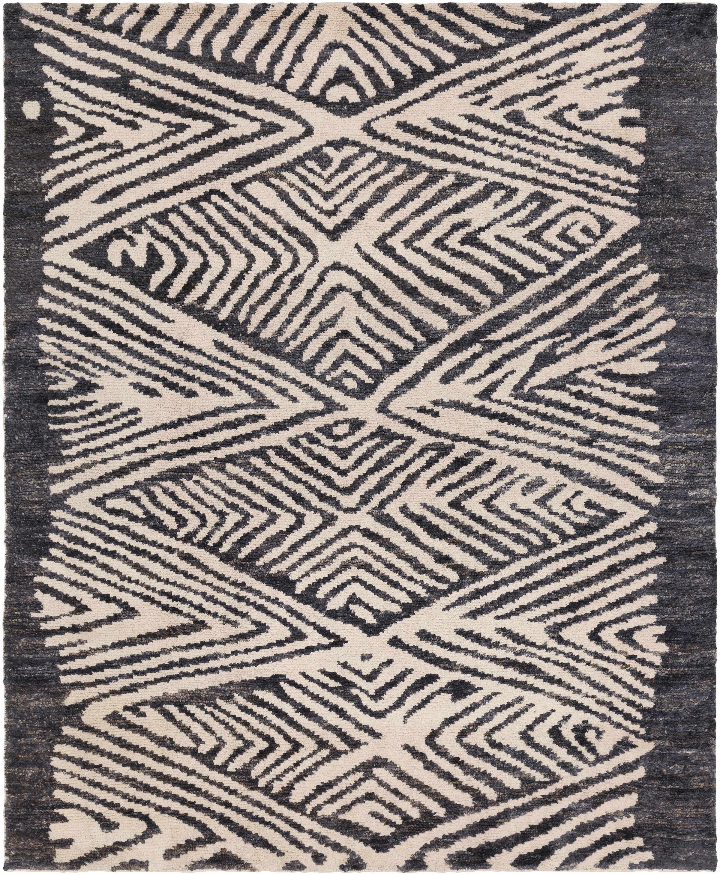 Black Hand Woven 100% Jute Global Rectangle Handmade rug, Indoor use only, no fringe, non-washable.