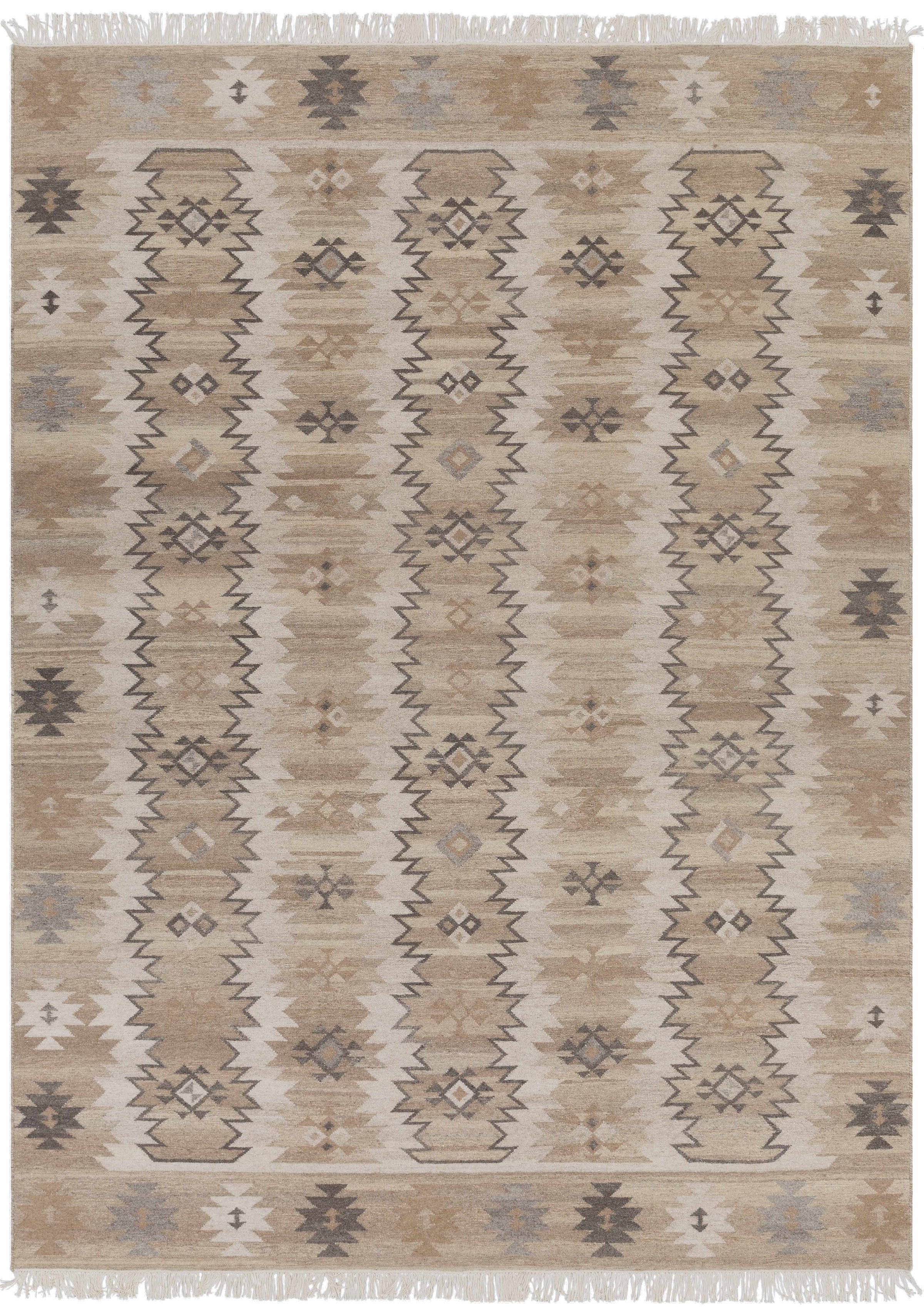 Beige Hand Woven 100% Wool Traditional Rectangle Handmade rug, Indoor use only, has fringe, non-washable. runner also available