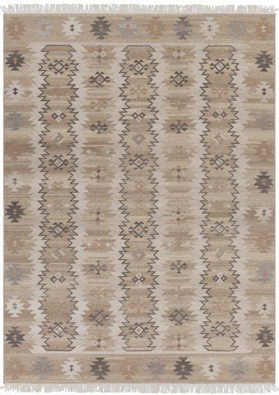 Beige Hand Woven 100% Wool Traditional Rectangle Handmade rug, Indoor use only, has fringe, non-washable. runner also available