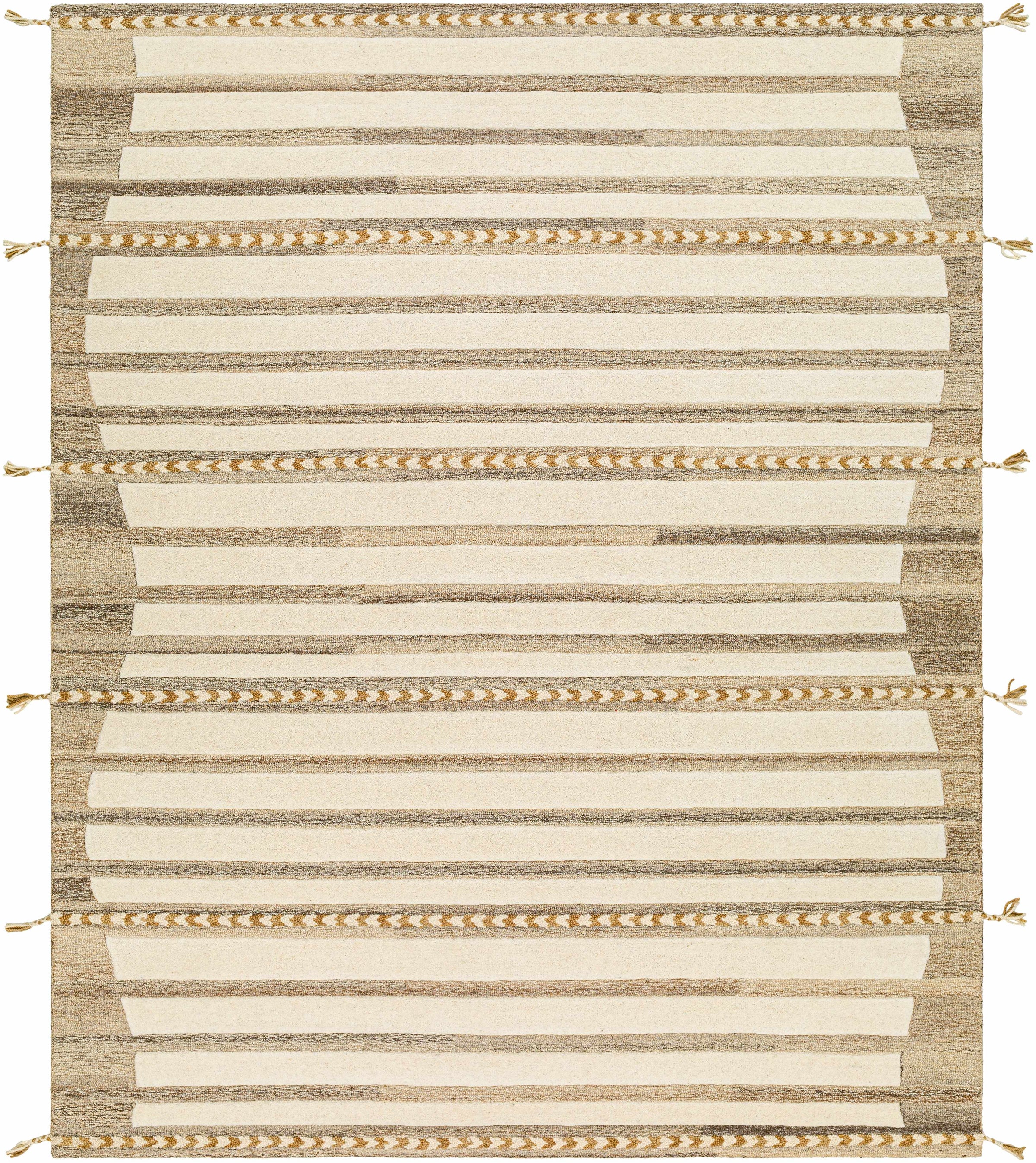 Tan Hand Tufted 100% Wool Global Rectangle Handmade rug, Indoor use only, has fringe, non-washable.