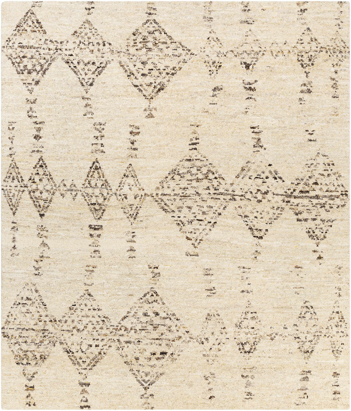 Cream Hand Knotted 90% Wool, 10% Polyester Global Rectangle Handmade rug, Indoor use only, no fringe, non-washable. runner also available
