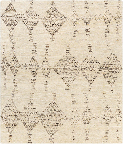 Cream Hand Knotted 90% Wool, 10% Polyester Global Rectangle Handmade rug, Indoor use only, no fringe, non-washable. runner also available