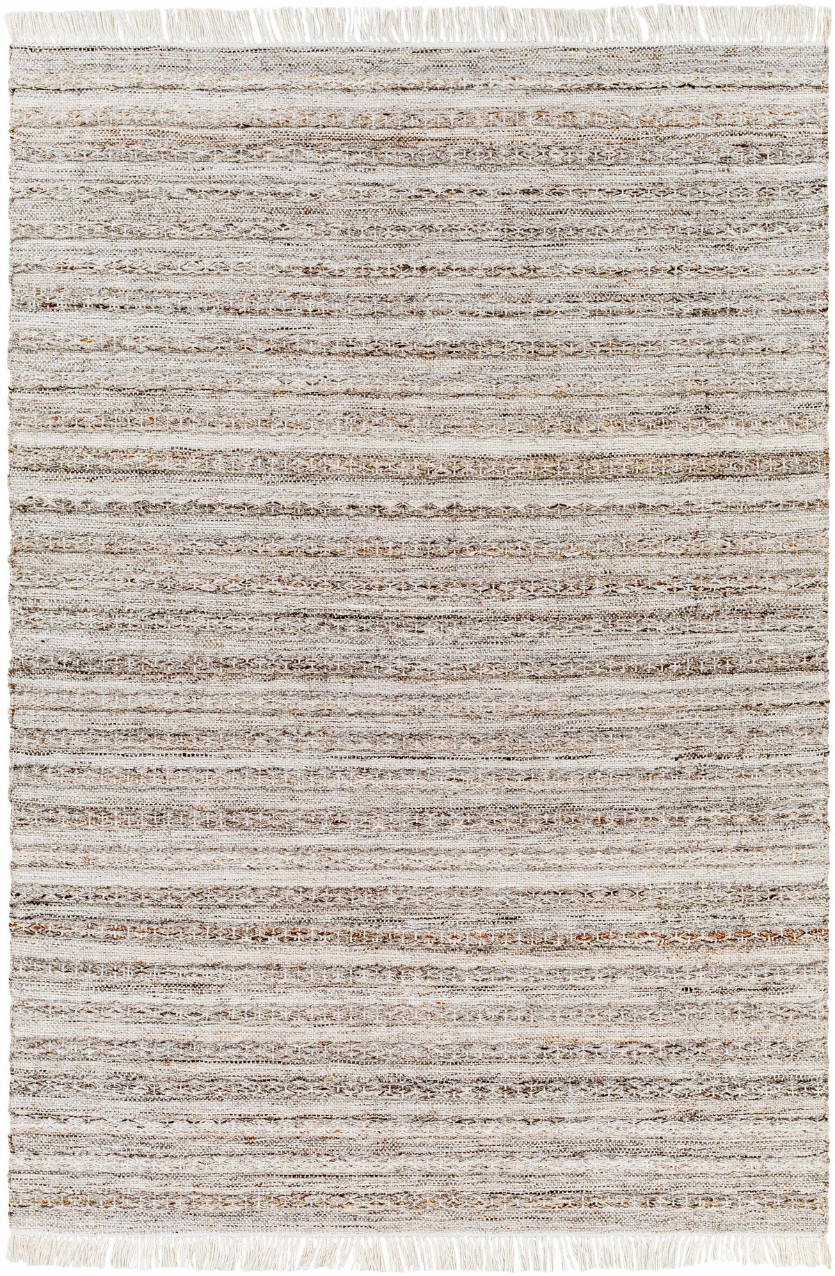 Taupe Hand Woven 100% Recycled PET Yarn Modern Rectangle Handmade rug, Indoor use only, has fringe, non-washable. runner also available
