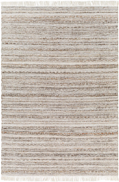Taupe Hand Woven 100% Recycled PET Yarn Modern Rectangle Handmade rug, Indoor use only, has fringe, non-washable. runner also available