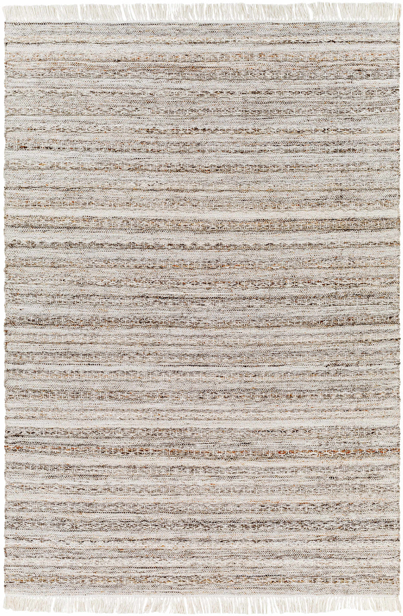 Taupe Hand Woven 100% Recycled PET Yarn Modern Rectangle Handmade rug, Indoor use only, has fringe, non-washable. runner also available