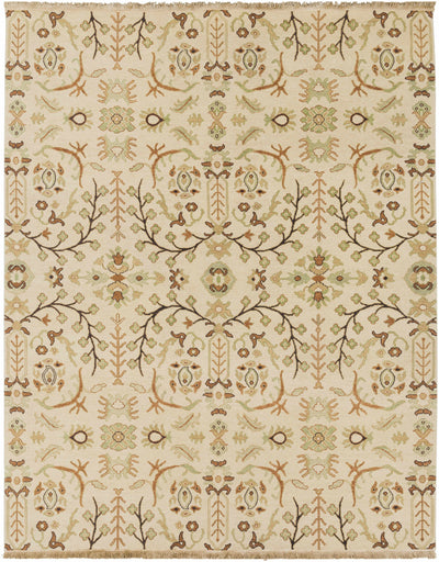 Oatmeal Hand Knotted 100% NZ Wool Traditional Rectangle Handmade rug, Indoor use only, has fringe, non-washable.