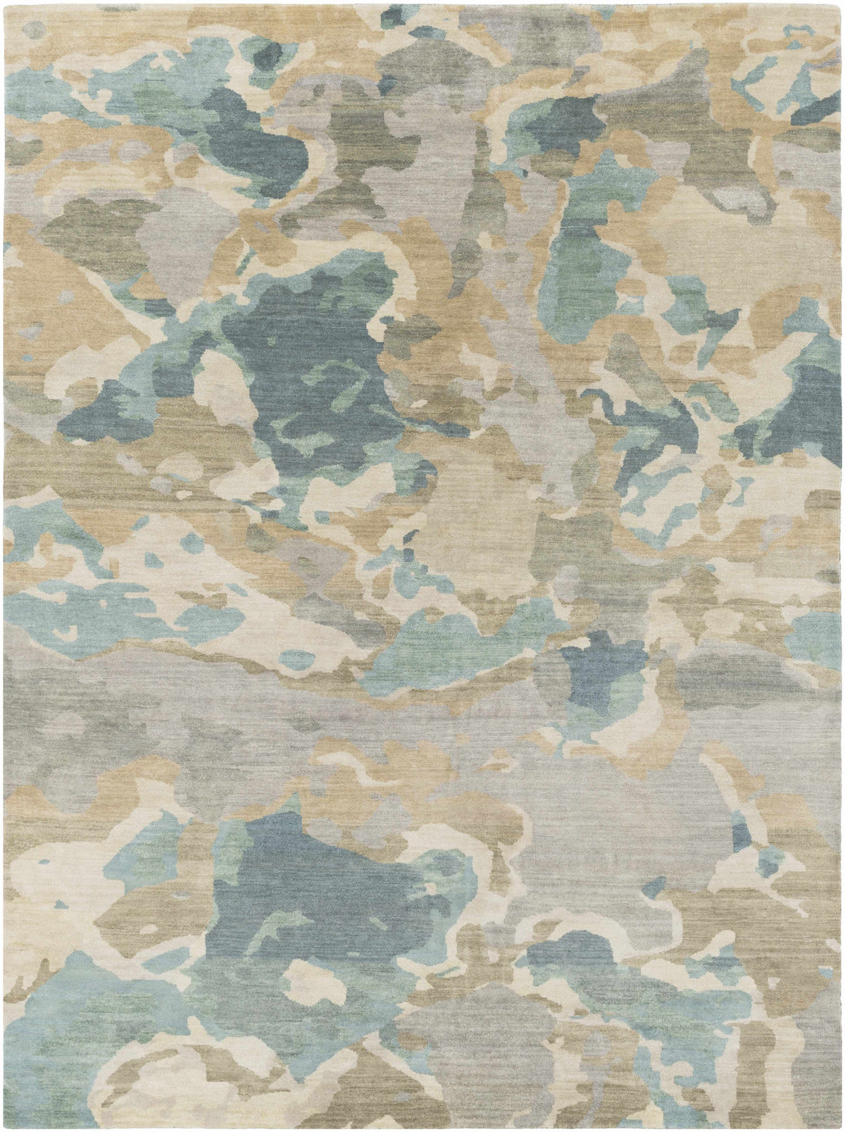 Pale Blue Hand Knotted 90% Wool, 10% Viscose Modern Rectangle Handmade rug, Indoor use only, no fringe, non-washable.