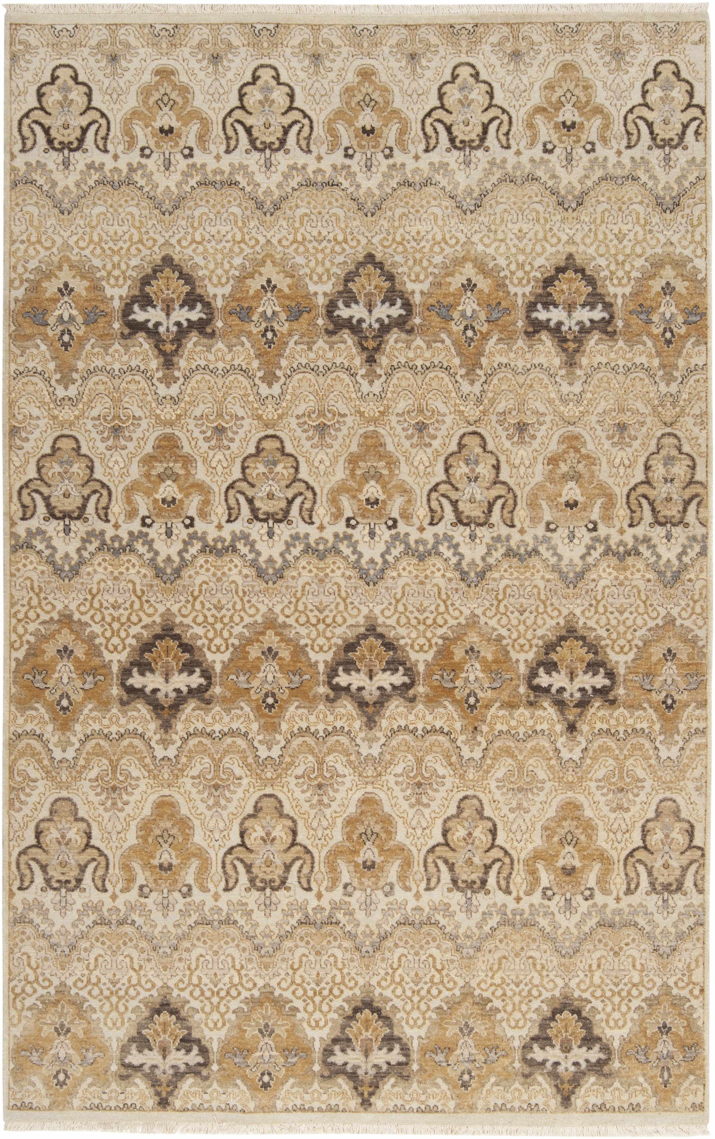 Off-White Hand Knotted 100% NZ Wool Traditional Rectangle Handmade rug, Indoor use only, has fringe, non-washable.