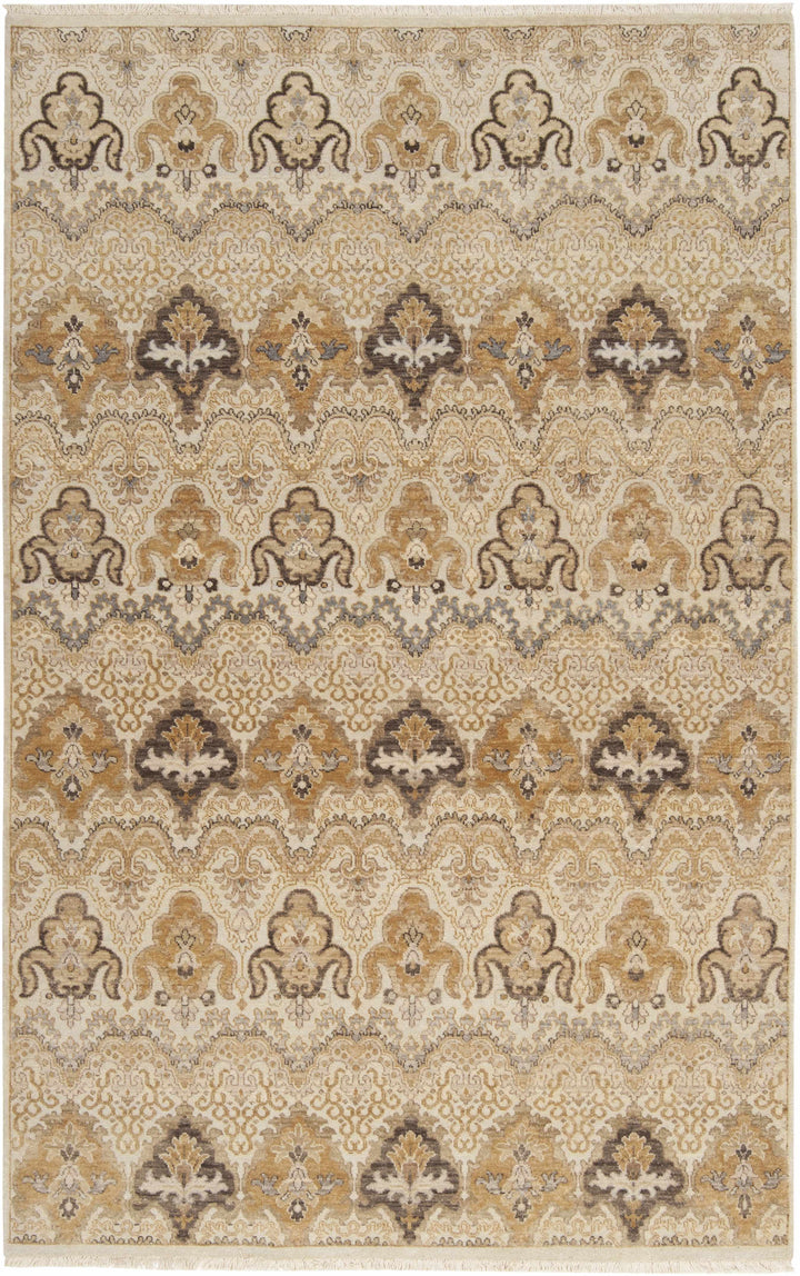 Off-White Hand Knotted 100% NZ Wool Traditional Rectangle Handmade rug, Indoor use only, has fringe, non-washable.