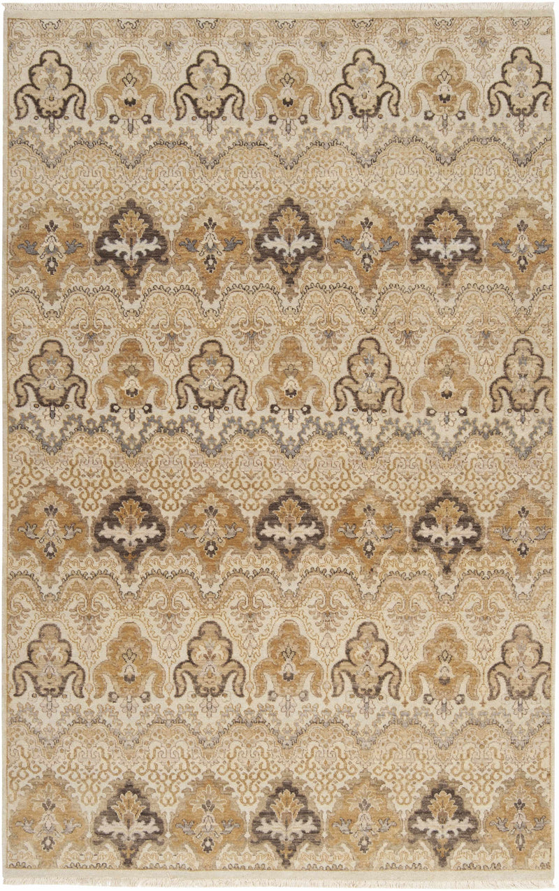 Off-White Hand Knotted 100% NZ Wool Traditional Rectangle Handmade rug, Indoor use only, has fringe, non-washable.