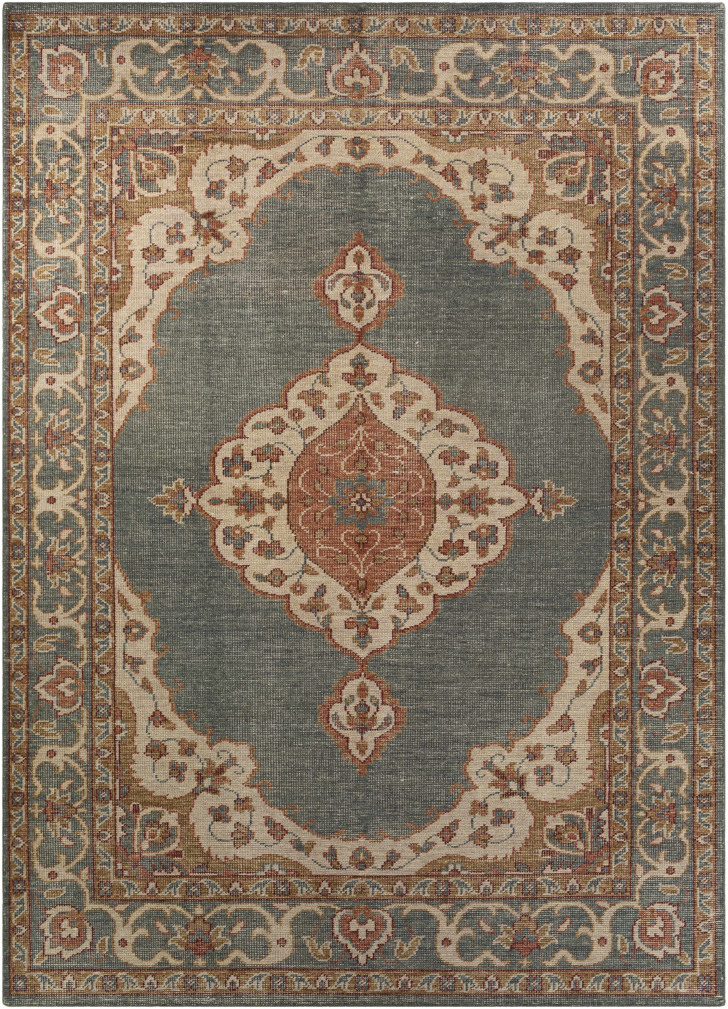 Dusty Sage Hand Knotted 100% Wool Traditional Rectangle Handmade rug, Indoor use only, no fringe, non-washable.