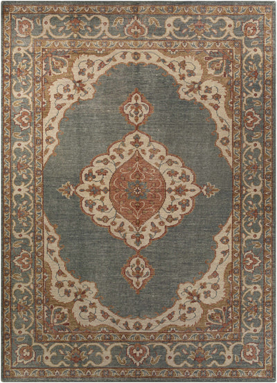 Dusty Sage Hand Knotted 100% Wool Traditional Rectangle Handmade rug, Indoor use only, no fringe, non-washable.