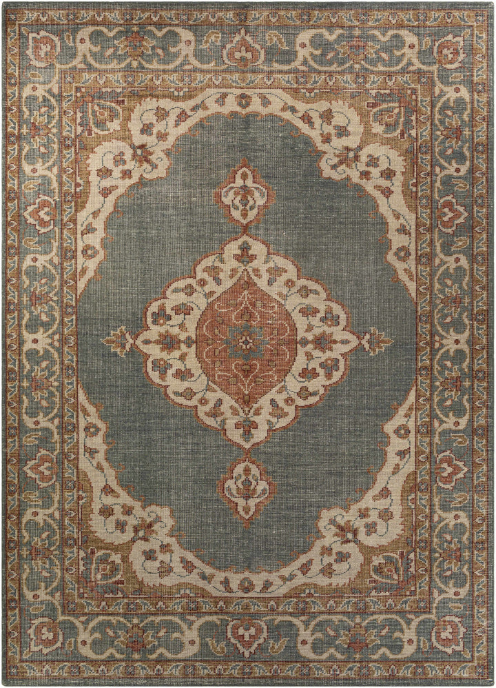 Dusty Sage Hand Knotted 100% Wool Traditional Rectangle Handmade rug, Indoor use only, no fringe, non-washable.