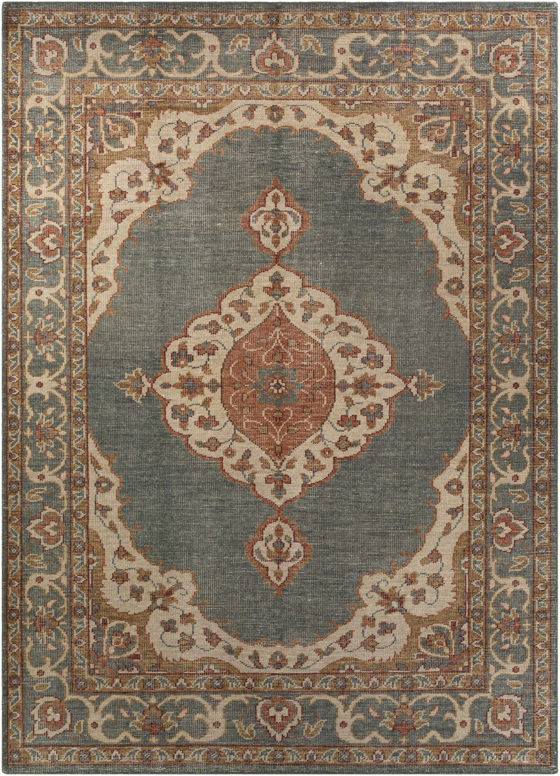 Dusty Sage Hand Knotted 100% Wool Traditional Rectangle Handmade rug, Indoor use only, no fringe, non-washable.