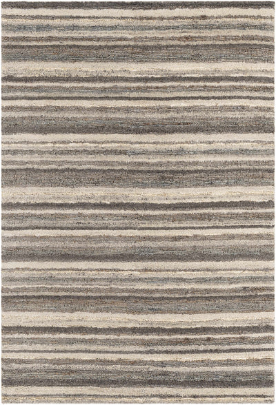Charcoal Hand Woven 50% Jute, 50% Wool Traditional Rectangle Handmade rug, Indoor use only, no fringe, non-washable.