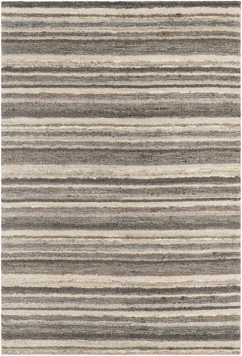 Charcoal Hand Woven 50% Jute, 50% Wool Traditional Rectangle Handmade rug, Indoor use only, no fringe, non-washable.
