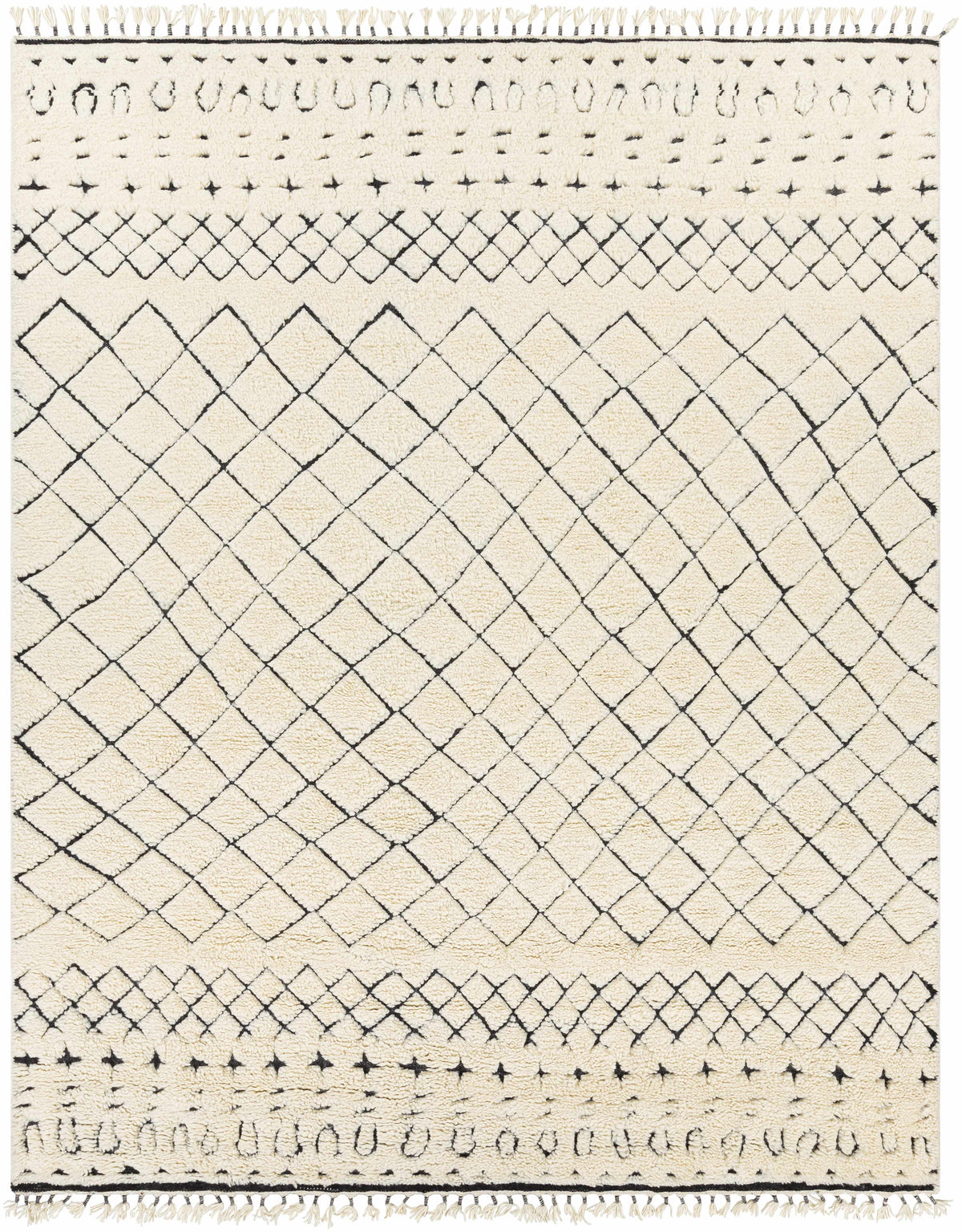 Cream Hand Knotted 100% NZ Wool Global Rectangle Handmade rug, Indoor use only, has fringe, non-washable.