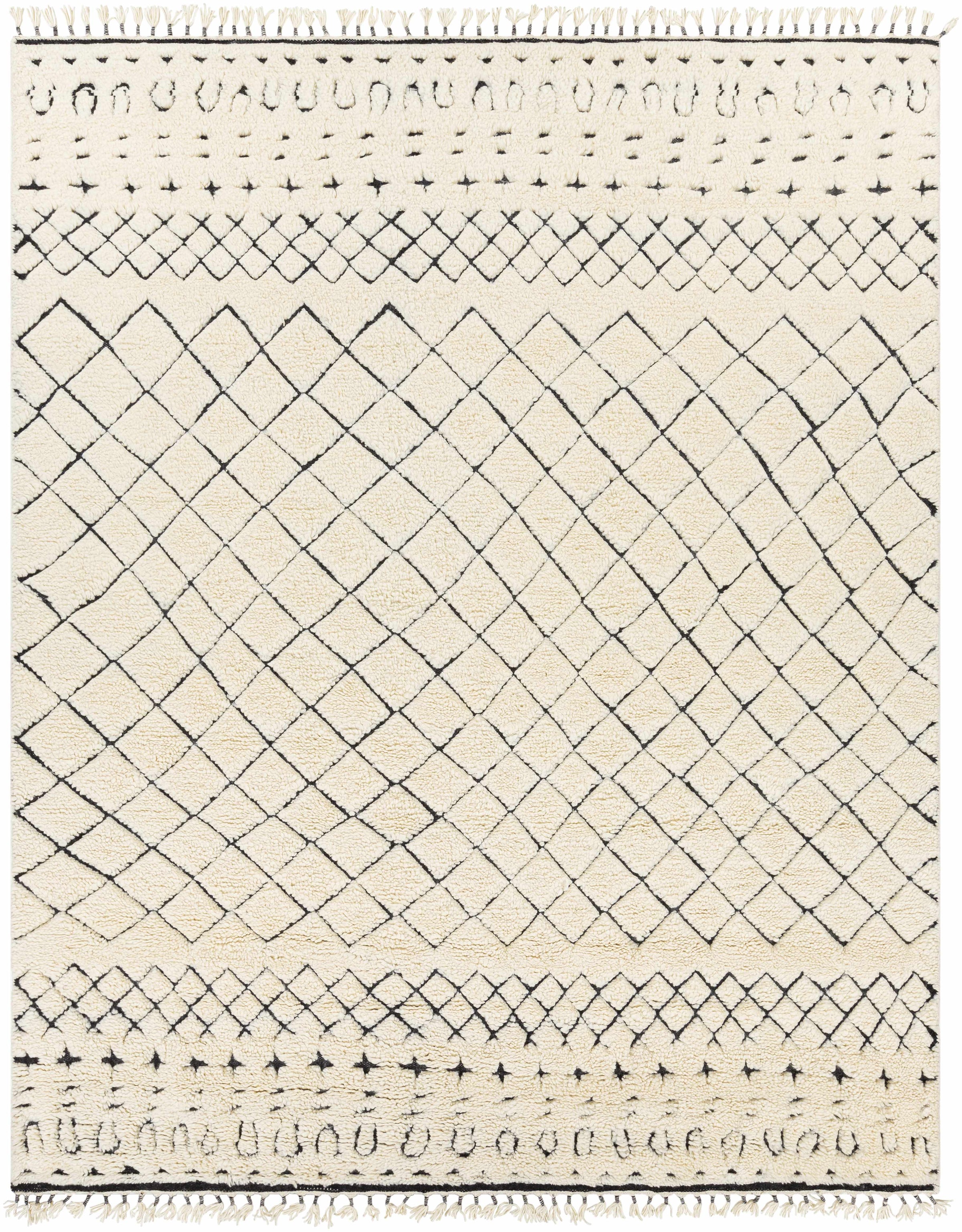 Cream Hand Knotted 100% NZ Wool Global Rectangle Handmade rug, Indoor use only, has fringe, non-washable.