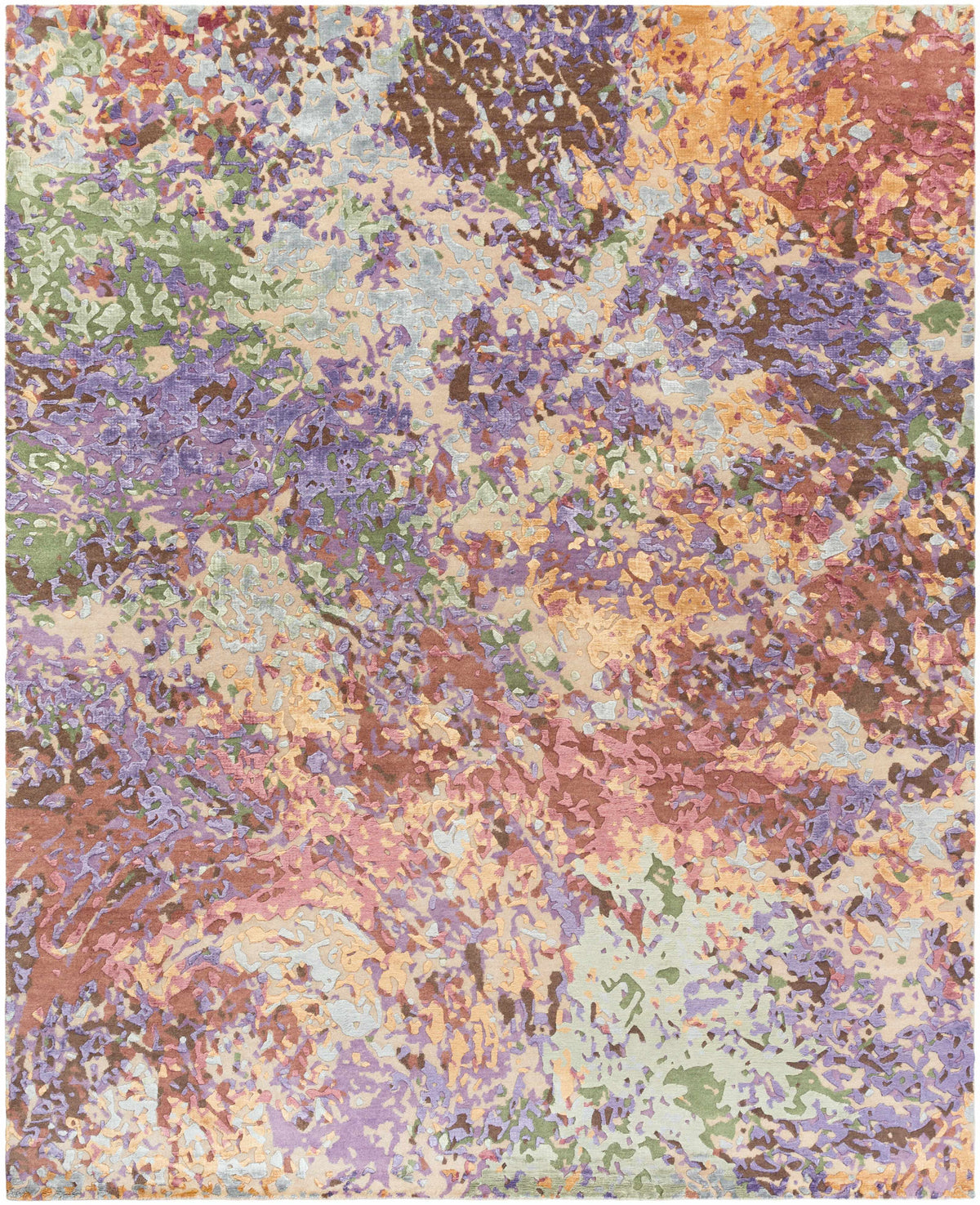 Lavender Hand Knotted 70% Viscose, 30% Wool Modern Rectangle Handmade rug, Indoor use only, no fringe, non-washable.