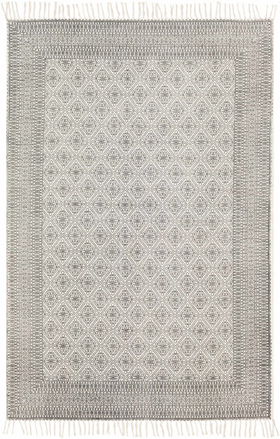Black Hand Woven 100% Cotton Traditional Rectangle Handmade rug, Indoor use only, has fringe, non-washable. runner also available