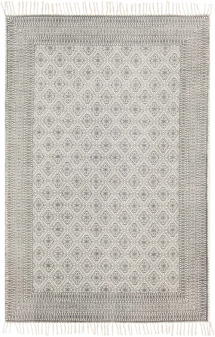 Black Hand Woven 100% Cotton Traditional Rectangle Handmade rug, Indoor use only, has fringe, non-washable. runner also available